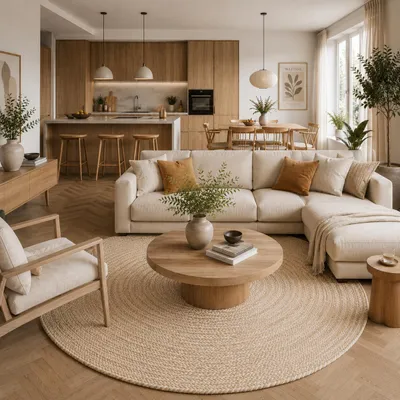 Produktbild von Naturfaser Teppich Handgefertigt Jute Kaya Beige Meliert Rund, Größe:80 cm Rund
