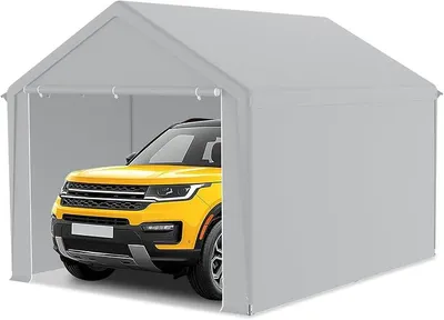 Produktbild von Carport Zeltgarage 3x4 m Große Garagenzelt Lagerzelt mit Abnehmbar Seitenwände Winterfest Mobile Garage Unterstand Weidezelt für Auto SUV LKW, Grau