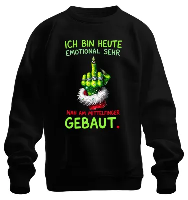 Obrázok produktu pre Dnes som EMOTIONÁLNE NEDOSTATOČNÝ Grinch Vianočná mikina Uni, čierna, XL