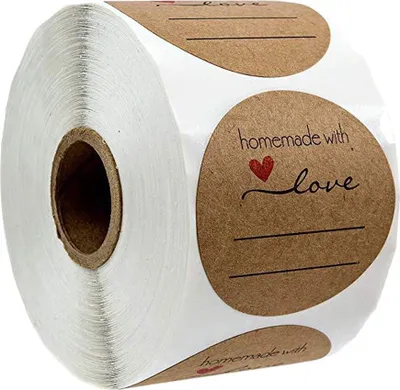 Produktbild von 500 Stück Kraft Selbstgemacht mit Liebe Aufkleber Label Papier Abdichtung Aufkleber Etiketten Rund Selbstklebend Geschenkaufkleber Geschenksticker für Backen Geschenktüten Hochzeit, hondmade with love