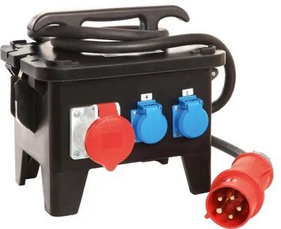Produktbild von as-Schwabe Baustellenstromverteiler CEE 400V 32A auf Schuko & CEE 16A 32A IP44