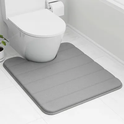 Produktbild von Memory-Schaum-Toilettenmatte 50 x 60 cm Grau – Ultraweiche, rutschfeste, super saugfähige Badezimmermatte