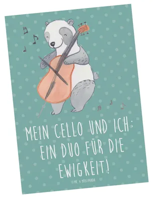 Produktbild von Mr. & Mrs. Panda Grußkarte Cello Duo - Meeresbrise - Geschenk, einzelkarte, Orchester, Ansichtskarte, Kammermusik, Lernen, Musik, Musiker, Musikinstrument, Fotokarte
