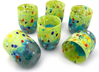 Produktbild von Casa Padrino Luxus Murano Kristallglas Wasserglas 6er Set Grün / Türkis Ø 8 x H. 10,5 cm -  Italy
