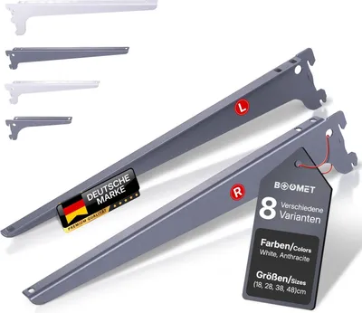 Image de Support d'étagère pour rail mural - Couleur : Anthracite - Taille : 48cm - Quantité : 10