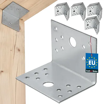 Obrázek produktu pro KOTARBAU® Sada 50 ks úhlových spojek, úhelník s otvory 60x60x80 mm, stavební úhelník, úhelník s deskou s otvory, úhelník, tesařský úhelník, stavební spojka, pozinkovaná ocel