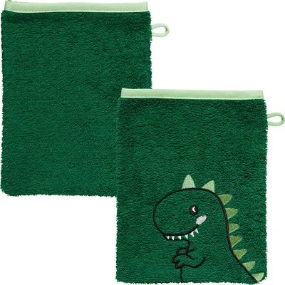 Produktbild von Erwin Müller Kinder-Waschhandschuh Dino" 2er-Pack grün 15x21 cm"