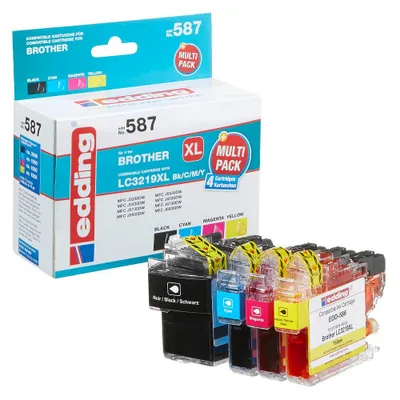 Immagine prodotto di cartucce per stampanti EDD-587 nero, ciano, magenta e giallo compatibili con brother LC-3219XLBK/C/M/Y, set di 4 cartucce