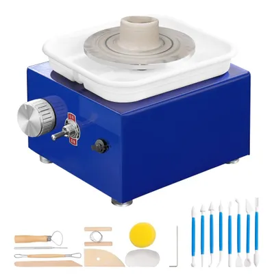 Produktbild von TöpferRad™- Elektrische Töpferscheibe 30 W in Blau- 10 cm Durchmesser, 300 U/min- Inklusive Schürze- Für Anfänger und Enthusiasten geeignet