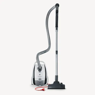 Produktbild von Severin Bodenstaubsauger mit Beutel, leistungsstarker & leiser Staubsauger mit 360° Rollen, HEPA 13-Filter, Zubehör für Parkett & Teppich, grau/rot, BC 7035