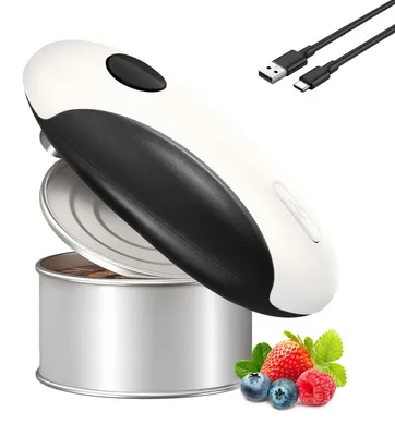 Elektrische Blikopener, automatisch, 360° Rotation, USB-C, schwarz