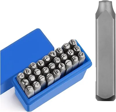 Imagen del producto de Juego de sellos de letras y números de metal para cuero, ideal para crear joyería de cuero, sellos personalizados, manualidades y sellos de acero (juego de letras de 4 mm)