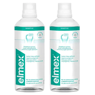 Immagine prodotto di Elmex Sensitive Collutorio – con fluoruro amminico – senza alcool – 2×400 ml