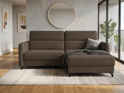 Produktbild von NORDELO Ecksofa mit Schlaffunktion und Bettkasten ALTAVISTA Braun 230x173x81 cm Schlafsofa L-Form Ecksofa mit Stauraum