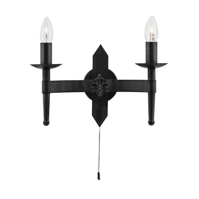 Immagine prodotto di Cartwheel - Applique a 2 luci, in ferro battuto nero