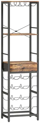 Produktbild von Weinbar-SchrankmitSchublade,IndustriellerBarschrank,Weinregalfür12Flaschen,Glashalter,RustikalBraun