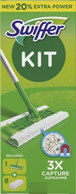 Produktbild von Swiffer Bodenreinigungskit - Starterset mit 8 Bodenwischtüchern - Grün