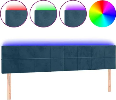 Produktbild von vidaXL LED Kopfteil Dunkelblau 180x5x78/88 cm Samt