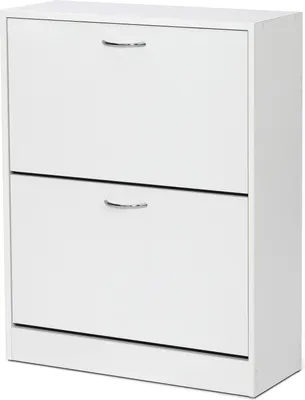 Image de Meerveil Armoire à chaussures avec 2 abattants Basculeur de chaussures 81x63x24cm Blanc