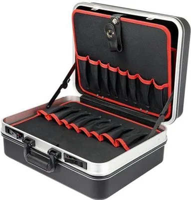 Produktbild von Werkzeugkoffer, groß, schwarz, aus ABS-Kunststoff - 47 x 40 x 22 cm - Wasserabweisend - Handkoffer - Für Elektriker und Fachleute