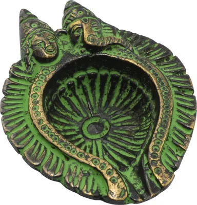 Produktbild von Räucherkegelhalter - Shiva und Ganesha - Messing - grün