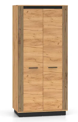 Produktbild von Kleiderschrank Urso Garderobenschrank 92x55x200cm Gold Craft Eiche schwarz 2-türig