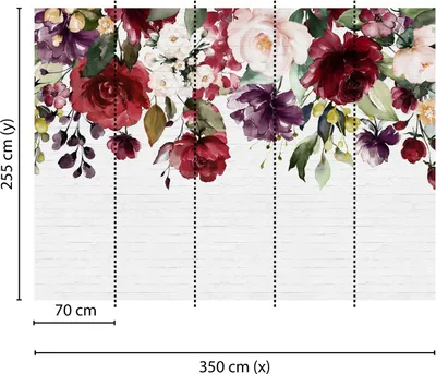 Produktbild von Tadessi Fototapete | Blumen | 3.50 m x 2.55 m | Bunt | Weiß | Wandbild | Digitaldruck