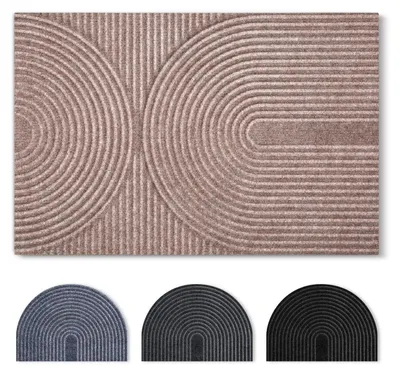 Produktbild von Fußmatte Innen und Außen 60x90cm Beige Braun Wellen Rutschfest Saugfähig Flach