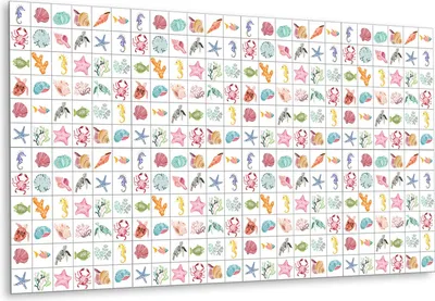 Produktbild von Vinyl Muster - Fliesenaufkleber PVC Fliesenfolie - Selbstklebende Vinyl , Meeresbewohner - 100 cm x 50 cm