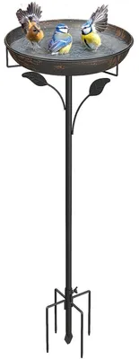Produktbild von Vogeltränke stehend 30cm Bronze Metall für Garten Wildvögel Futter Wasserschale