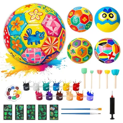Produktbild von Fußball Malset Bastelset Kinder 4 Stück DIY mit Pigment Aufkleber 18 cm Durchmesser