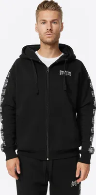 Produktbild von Herren Kapuzensweatjacke mit Reißverschluss normale Passform KEMPTON Black/White L BENLEE