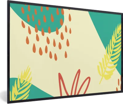 Produktbild von MuchoWow® Gerahmtes Poster Sommer - Blätter - Pastell 30x20 cm - Poster mit Schwarzem Bilderrahmen Wandposter Rahmen Foto Bilder - Kunstdruck - Bild-Poster
