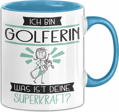 Produktbild von Golferin Geschenk Tasse Ich Bin Golferin Was Ist Deine Superkraft Geschenkidee Lustig Geburtstag Weihnachten (Blau)