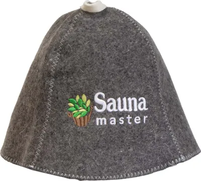 Produktbild von Saunahut grau mit Stickerei "Sauna Master" Filzkappe für Sauna Saunamütze H - 26 cm