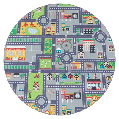 Produktbild von Paco Home Kinderteppich Teppich Rund Grau Kinderzimmer Spielteppich Straßenteppich Modern 160 cm rund