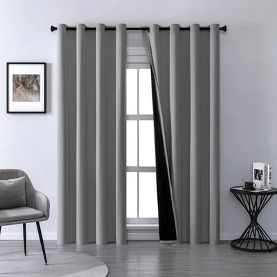 Produktbild von 2 Stück Vorhänge Verdunkelungsvorhang Blickdicht Vorhang Gardinen mit Ösen für Wohnzimmer Schlafzimmer, B132xH213cm, Grau