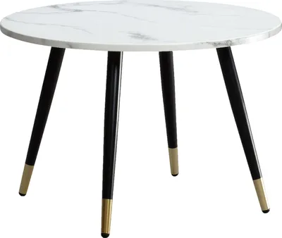 Image de Table basse WOHNLING 60x60x41 cm avec aspect marbre blanc Moderne Design Table de salon avec structure métallique Table basse ronde Table d'appoint Salon