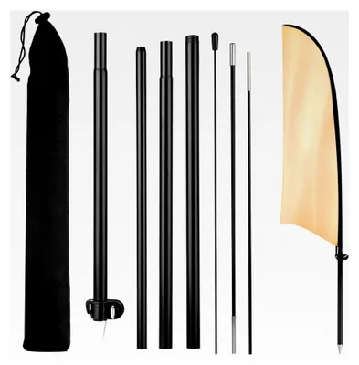 Produktbild von Federfahnenmast-Set, tragbarer Fahnenmast für Werbung im Freien (Schwarz)