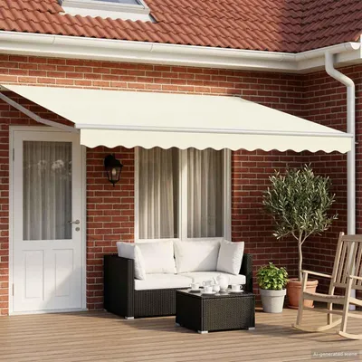 Image de vidaXL Store électrique rétractable, crème et blanc, 5 x 3 m