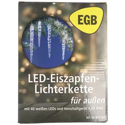 Produktbild von EGB LED-Eiszapfen-Lichterkette 40 Zapfen weiße LED 4027236043409