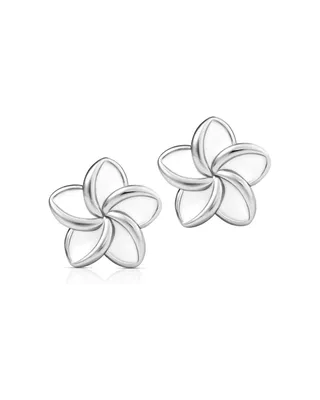 Produktbild von Einzelstück® Ohrringe Frangipani mit Monoi Blume I Ohrstecker 925 Sterling Silber 14K vergoldet I Silber, Gold & Rosegold