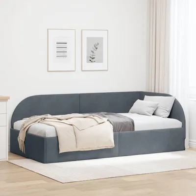 Image de Cadre de lit d'angle Gris foncé 80 cm x 200 cm Velours