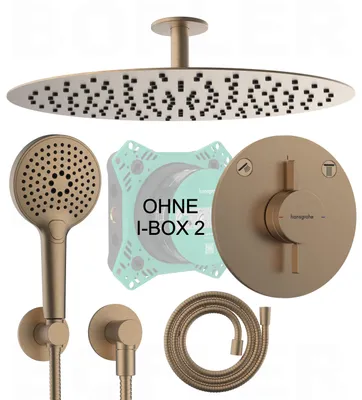 Produktbild von HANSGROHE DuoTurn S Unterputz Armatur | inkl. BOFLER Duschset Duschanlage Duschsystem #94-O, Regendusche Ø40cm, Brauseset, PVD brushed BRONZE
