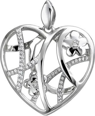 Produktbild von Anhänger Herz mit Blumen aus 925 Silber 47 Zirkonia Silberanhänger Halsschmuck