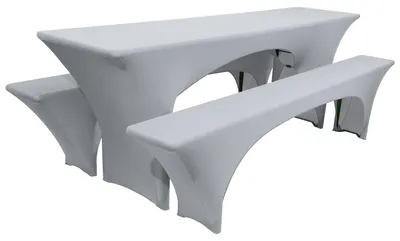 Produktbild von Beautissu Edles Stretchhussen Set 3tlg. Victoria, 220x50cm, Grau