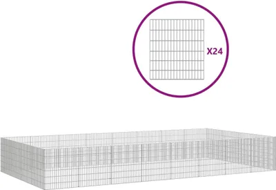 Produktbild von vidaXL Freilaufgehege 24-teilig 54x60 cm Verzinktes Eisen