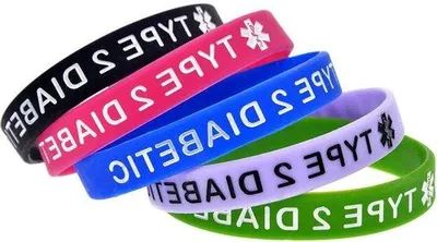Image de Bracelets pour le diabète de type 2 - Silicone souple - Adultes - Lot de 5 pièces