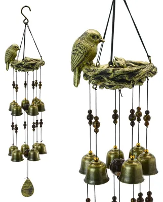 Immagine prodotto di Campanello a forma di nido con 12 campane, ideale come regalo per una madre, decorazione da appendere per esterni, giardino, cortile o interni