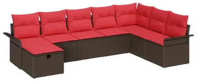 Obrázek produktu pro Sada zahradních pohovek s polštářem 8 pcs Poly ratan